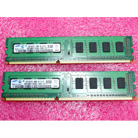 Lot de 2 barettes de 2Go de RAM DDR3 samsung M378B5773CH0-CH9 2GB 1Rx8 PC3-10600U-09-10-A0