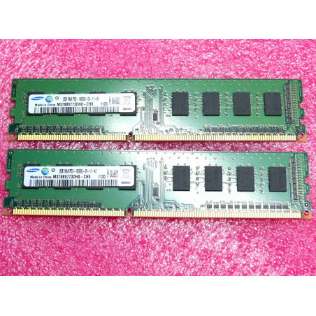 Lot de 2 barettes de 2Go de RAM DDR3 samsung M378B5773DH0-CH9 2GB 1Rx8 PC3-10600U-09-11-A1