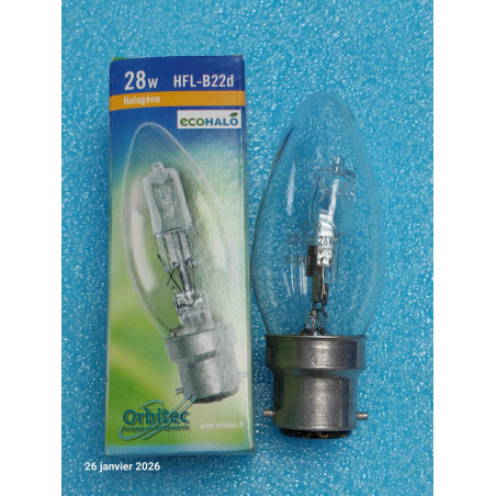 Lot de 4 Ampoule Halogene B22D HFL1520 220V 240V 28W B22/BC  Lm 2900K  ( L19C )