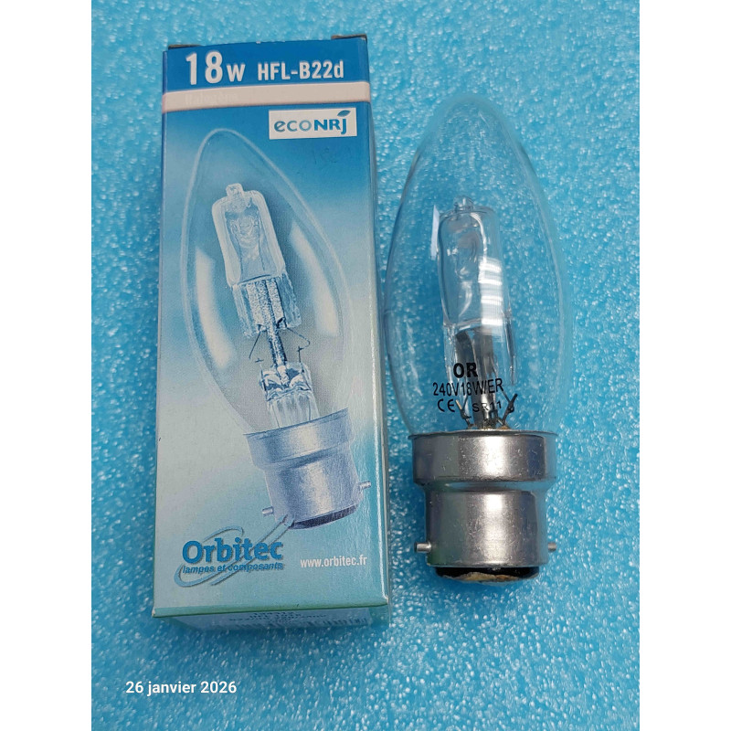 Lot de 3 Ampoule Halogene B22D HFL1516 220V 240V 18W B22/BC Lm 2900K ( L19C )