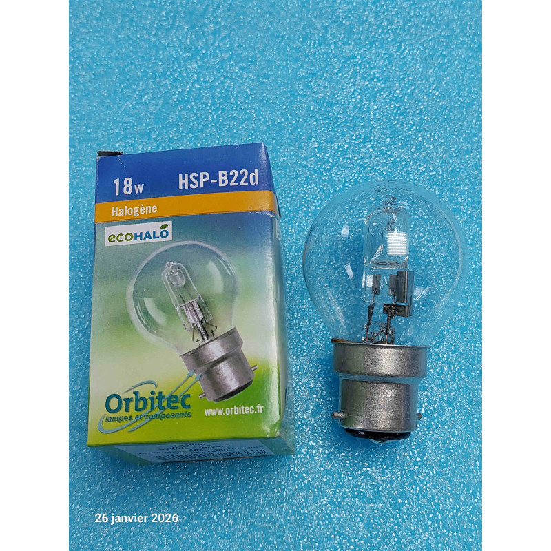 Lot de 4 Ampoule Halogene B22D HSP1516  230V 240V 18W B22/BC  45X73mm 2900k  ( L19C )