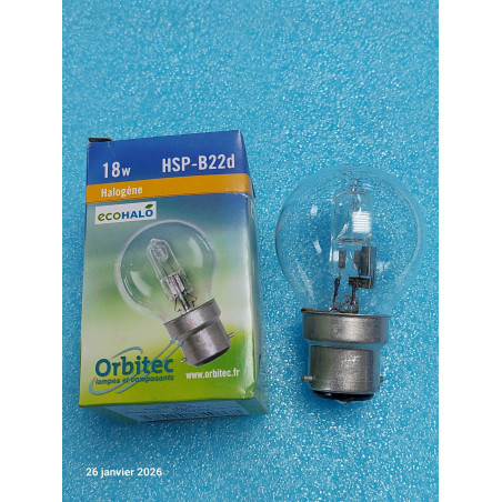 Lot de 4 Ampoule Halogene B22D HSP1516  230V 240V 18W B22/BC  45X73mm 2900k  ( L19C )