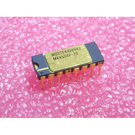 ci MK 4564 P -20 ~ ic MK4564P-20 ~ 64k (65536 x 1-bit) Dynamic RAM , 200ns ~ DIL16 céramique pattes dorées , mostek (CI7)