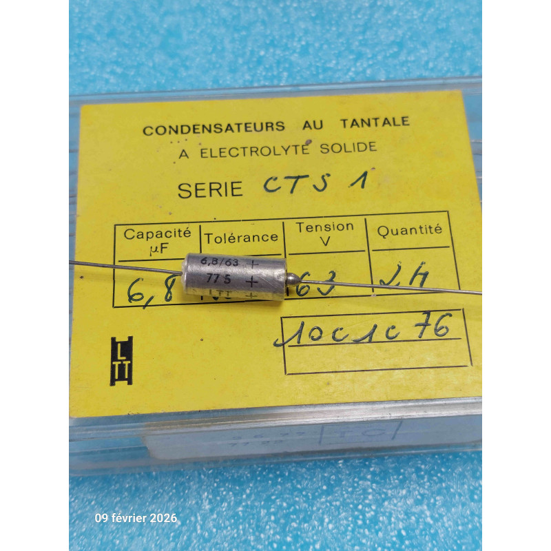 Lot de 4p Condensateur Tanatale Axial CTS1 6.8MF 6.8µF 6.8UF 63V LTT NOS ( 3B )