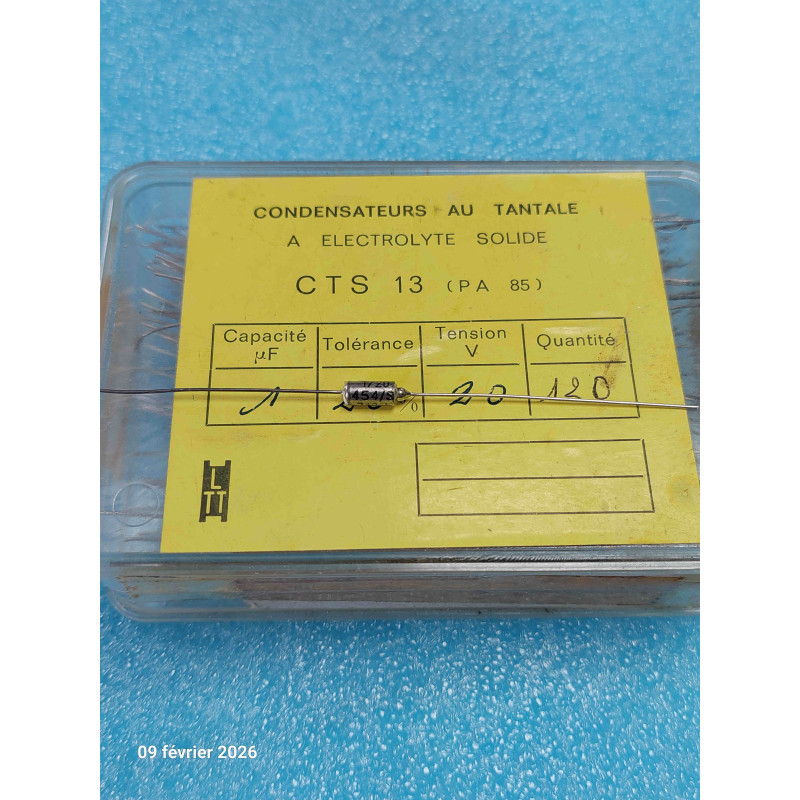 Lot de 10p Condensateur Tantale Axial CTS13 1MF 1µF 1UF 20V LTT  ( 3B )
