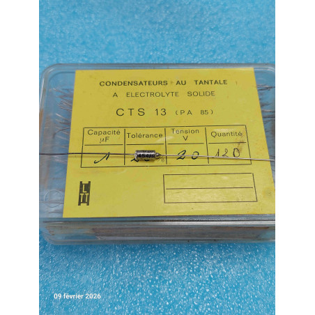 Lot de 10p Condensateur Tantale Axial CTS13 1MF 1µF 1UF 20V LTT  ( 3B )