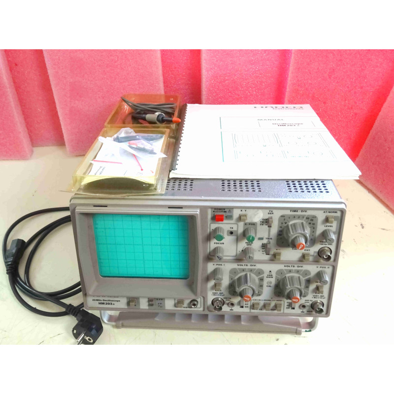 oscilloscope 20MHz analogique Hameg HM 203-6 + manuel en français + 1 sonde HZ 30