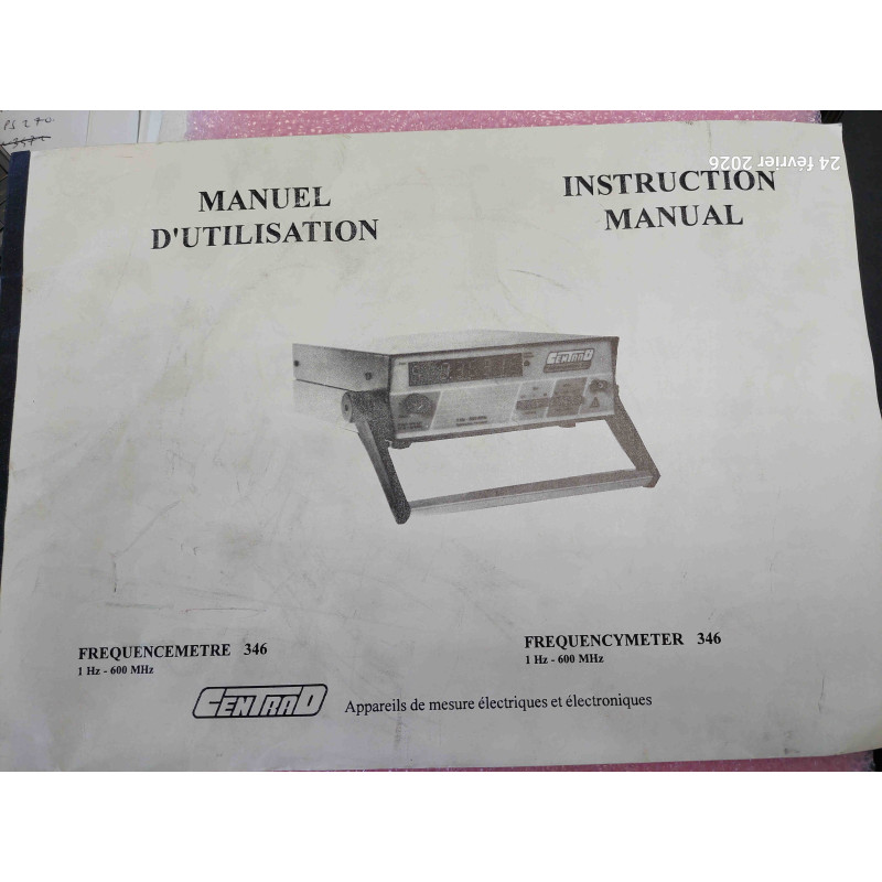 Fréquencemètre 346 1Hz- 600Mhz Manuel Français / Anglais Occasion 10 pages ( Q4 )