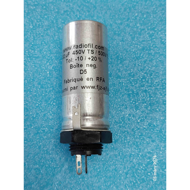 32 + 32MF 450V ts 500V tp Condensateur de Filtrage 2 x32µF Lot de 2p 32UF  ( 3I1 )