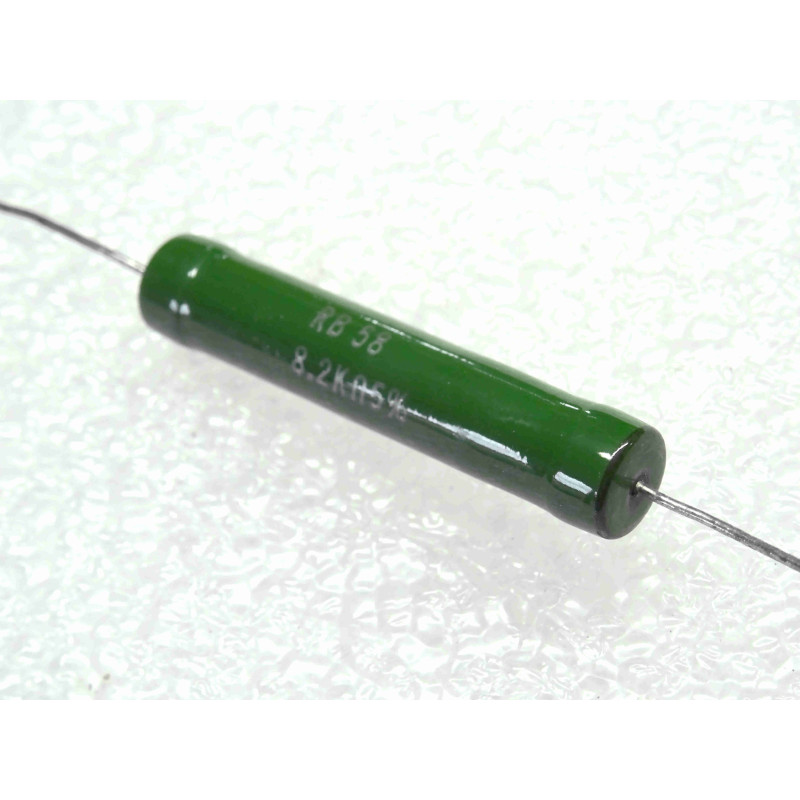Lot de 2: résistance bobinée vitrifiée 8200R 8K2 8.2k-ohm ~ 5% , 11-watt , 45x8mm , RB58 (P14A)