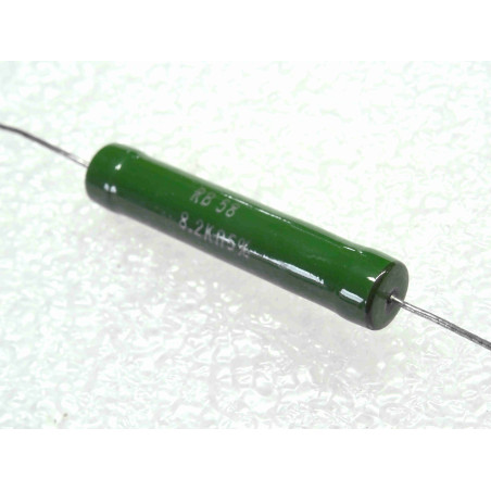 Lot de 2: résistance bobinée vitrifiée 8200R 8K2 8.2k-ohm ~ 5% , 11-watt , 45x8mm , RB58 (P14A)
