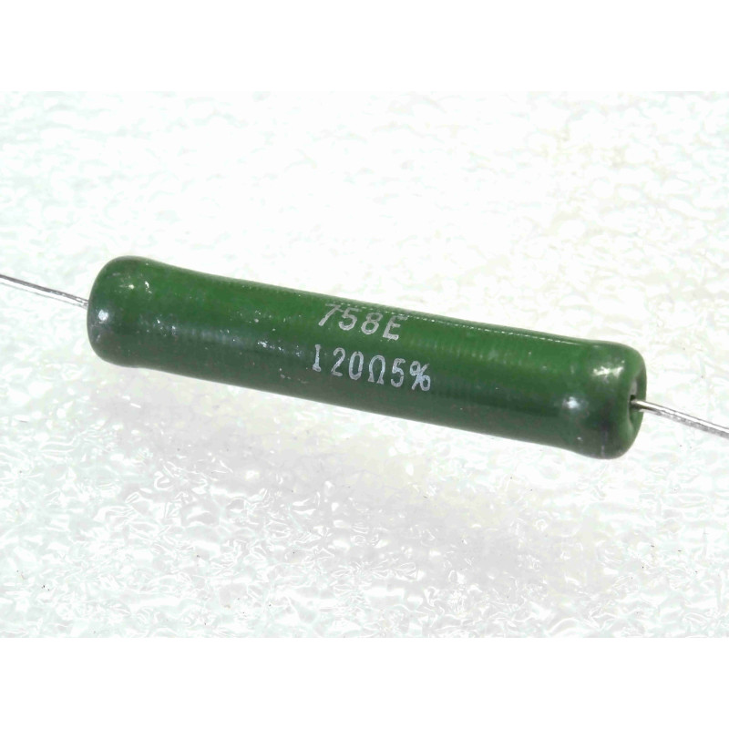 Lot de 2: résistance bobinée vitrifiée 120R 120-ohm ~ 5% , 11-watt , 45x8mm , RB58 , welwyn (P10A)