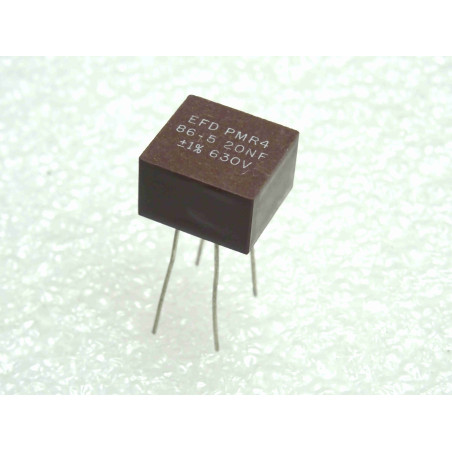 Lot de 10: condensateur EFD PMR4 polycarbonate métallisé 20nF 630V 1% ~ 15x14x10mm , entraxes 7.62mm / 5.08mm , Øpattes 0.6mm