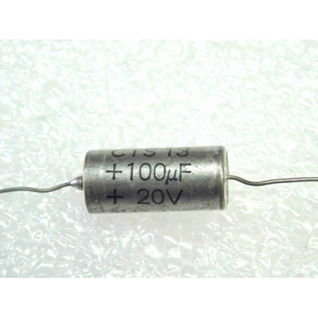 Lot de 2: condensateur tantale axial 100µF 100uF 20V ~ CTS13 , Ø9x19mm , 20%