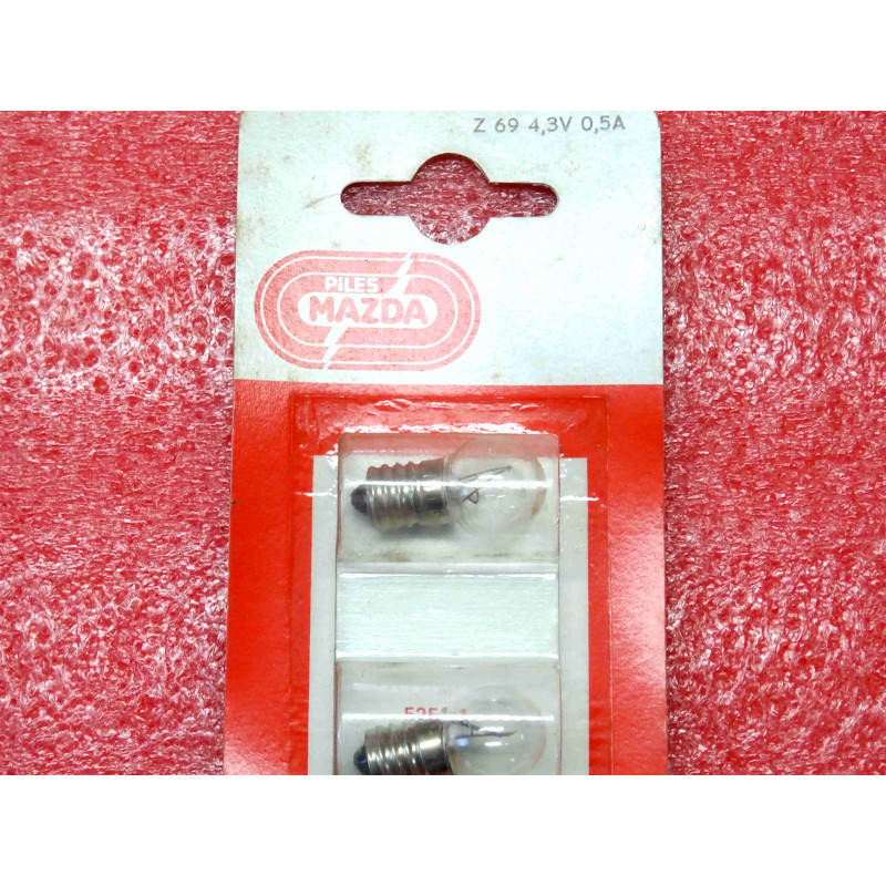2 ampoules MAZDA à visser ~ Z69 , 4.3V , 0.5A , E10 (4J2)