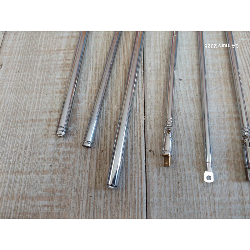 Lot de 11 Antennes Radio Télescopique avec Cosses AM FM laiton chromé 56 à 109cm( Q5C )