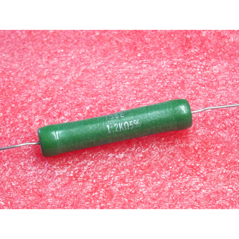 Lot de 2: résistance bobinée vitrifiée 1.2k-ohm 1k2R 1200R ~ 5% , RB58 , 11-watt , 45x8mm ~ sprague (4A3)