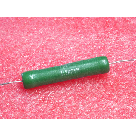 Lot de 2: résistance bobinée vitrifiée 1.2k-ohm 1k2R 1200R ~ 5% , RB58 , 11-watt , 45x8mm ~ sprague (4A3)