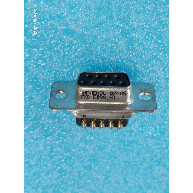 Connecteur Sub.D 9pts Femelle à Visser DB9 à Visser Amphenol 77D E09S ST ( 2R1 )