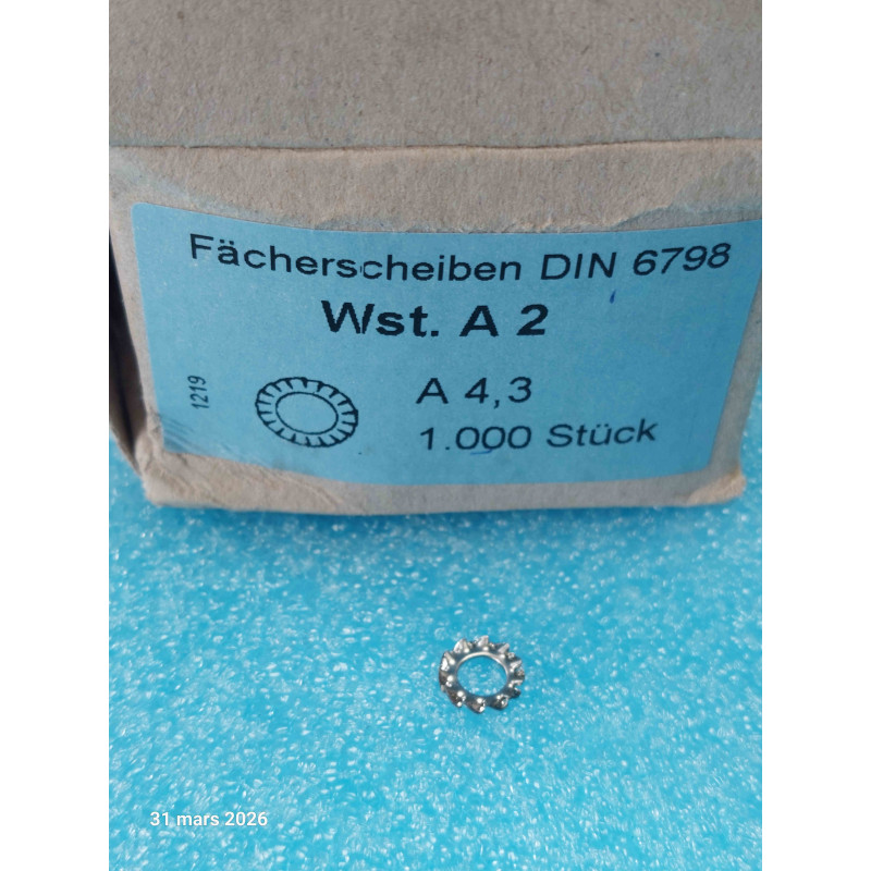 Lot de 1000 Rondelle éventail 4.3mm A2 Extérieur 8mm din6798 ( Q5B )