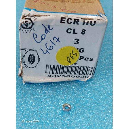 Boîte de 530 Ecous 6 Pans HU M3 épaisseur 2mm Acier 4325000302  ( Q5B )