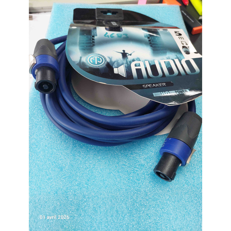 Câble haut-parleur audio professionnel 5M  2x2.5mm²  Neutrik NL4FX SPEAKON ( Q5 )