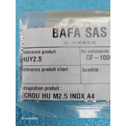 Lot de 121 Ecrous HU M2.5 Inox A4  HUY2.5 Ecrous 2.5mm Inox A4 ( 2Y2 )