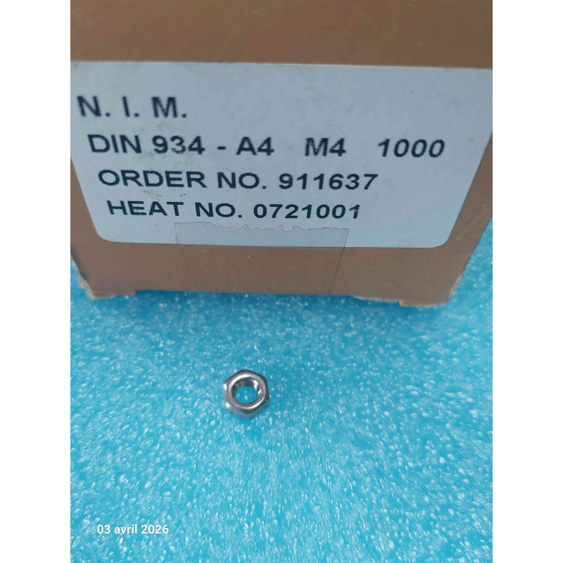Boîte de 1000 Ecrous HU M4 Inox A4  Ecrous 4mm Inox A4 Din934   ( Q5B )