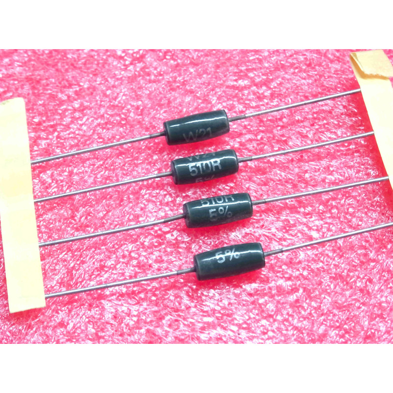 Lot de 4: résistance bobinée vitrifiée axiale 510-ohm 510R ~ W21 5% 12x4.5mm 3-watt (4H2)