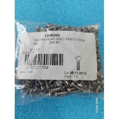Lot de 400p Vis Inox A4 CLS M3X8 Vis Pan Head avec Fente M3 x 8mm din85 ( Q5B )