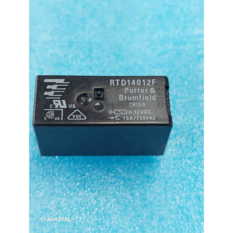 RTD14012F 12VDC POTTER & BRUMFIELD RELAY Relais 12Vcc 8 Pins 16A 250Vac ( CELAR 48B )