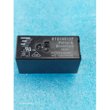 RTD14012F 12VDC POTTER & BRUMFIELD RELAY Relais 12Vcc 8 Pins 16A 250Vac ( CELAR 48B )