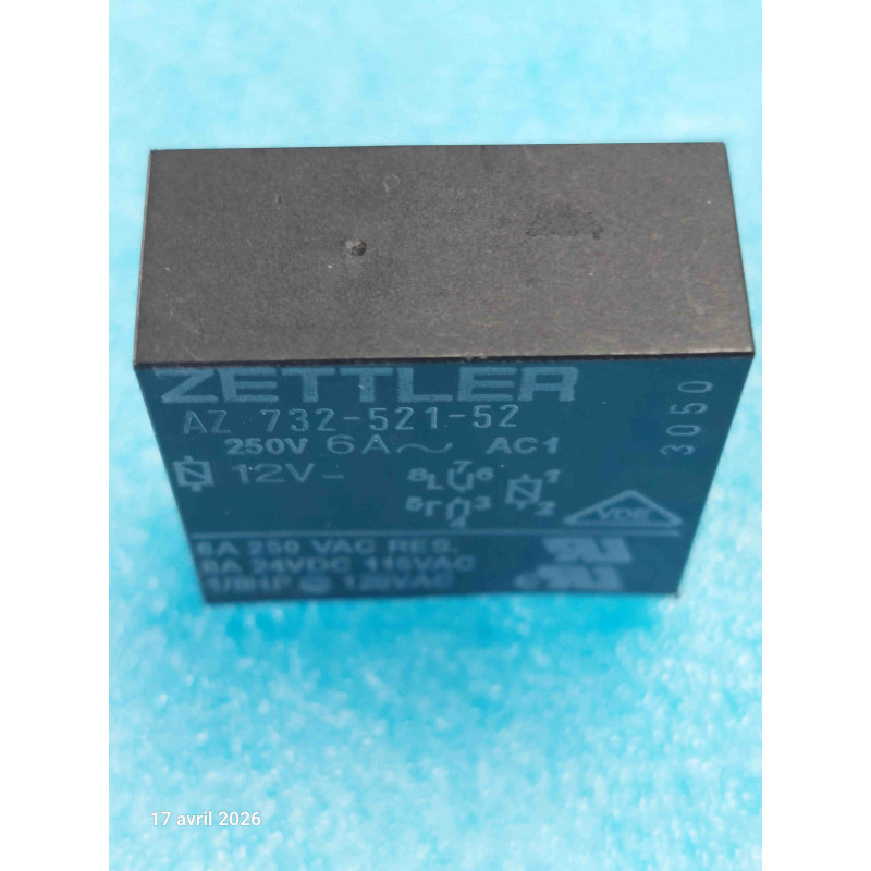 AZ732-521-52 12VDC ZETTLER RELAY Relais AZ73252152 12Vcc 8 Pins 6A 250Vac ( CELAR 48B )