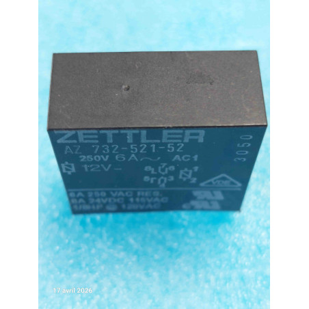 AZ732-521-52 12VDC ZETTLER RELAY Relais AZ73252152 12Vcc 8 Pins 6A 250Vac ( CELAR 48B )