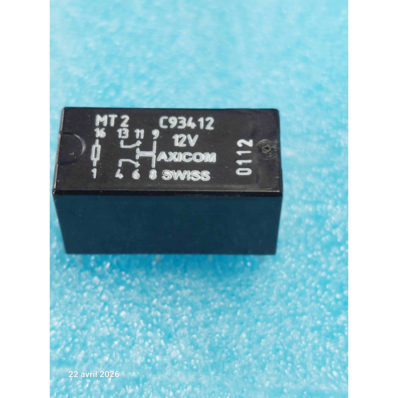 MT2 C93412 12VDC AXICOM RELAY Relais MT2-C93412 12Vcc 8 Pins  ( CELAR 48B )