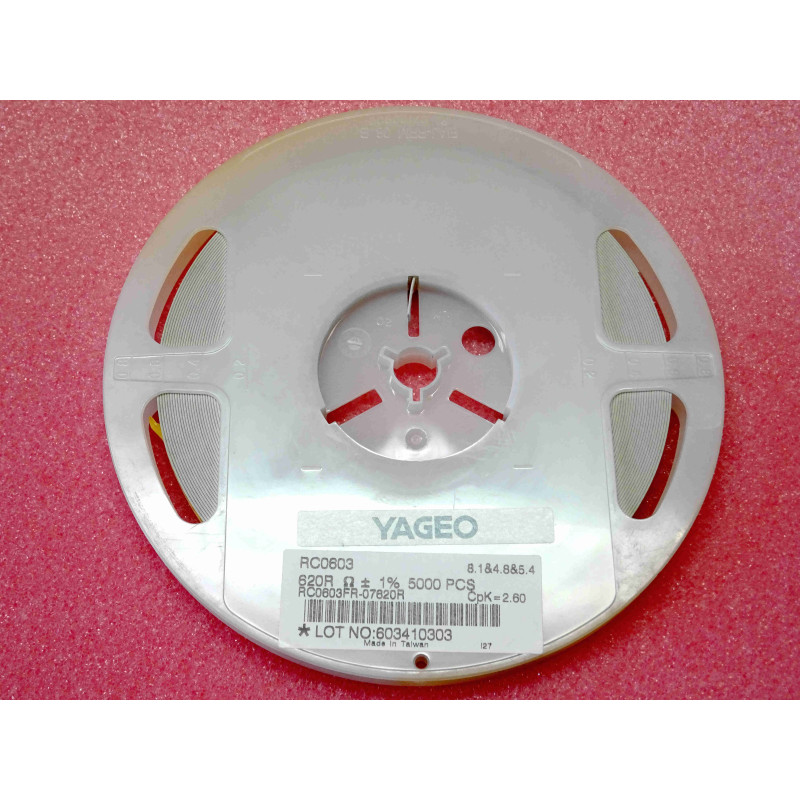 bobine de 5000 résistances cms de 620-ohm 1% ~ Yageo smd 0603 RC0603FR-07620R
