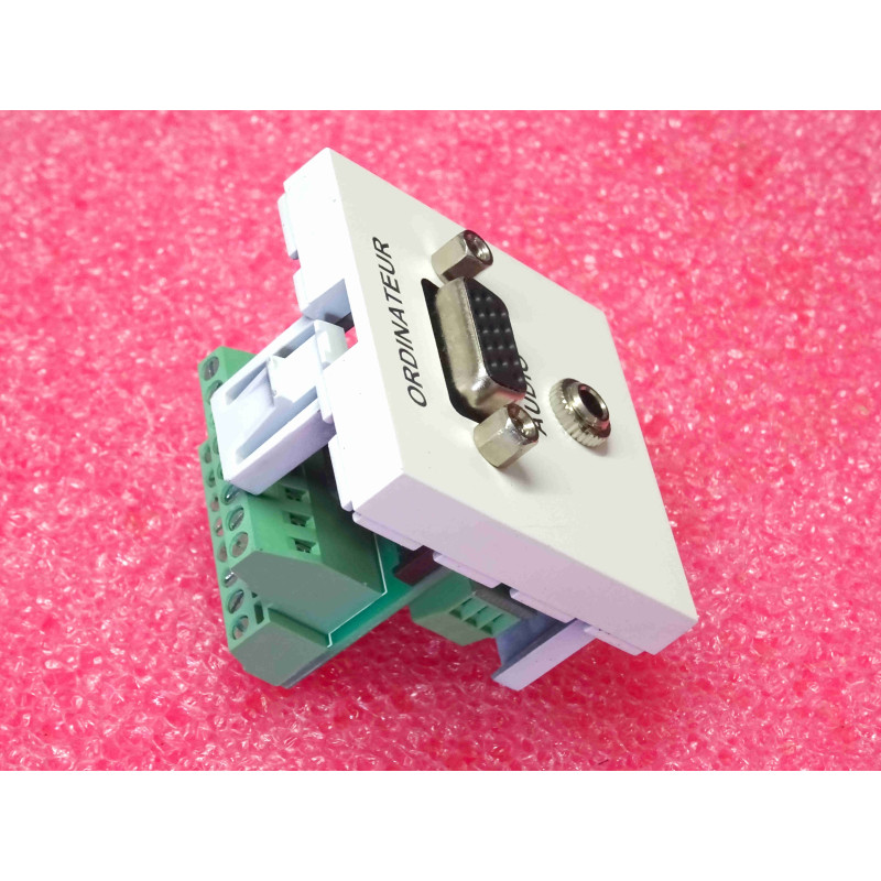 mosaic45x45mm VGA femelle + jack audio 3,5mm femelle vers borniers (L4A)