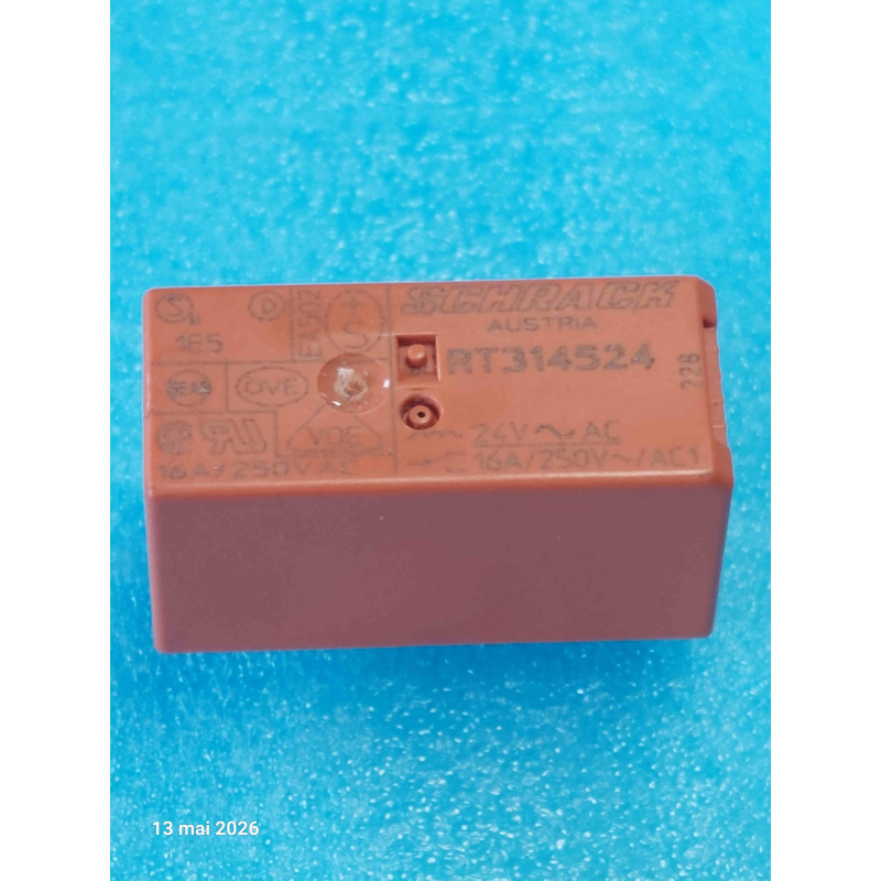 RT314524 Relais Schrack 24Vac 16A-250V Relay 8 pins Bobine 24Vac  ( TIRO11 )