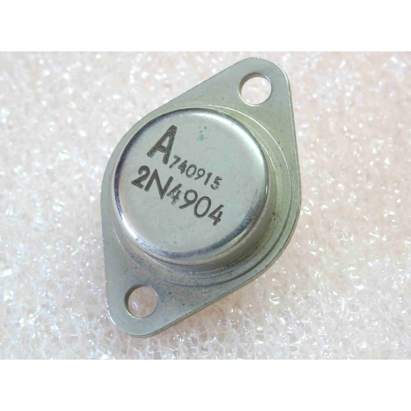 transistor 2N 4904 ~ 2N4904 general-purpose Si PNP power (complement NPN 2N4913) ~ Uce0 -40V, Ic -5A, Pd@25°C 87W, fT 4MHz, TO3