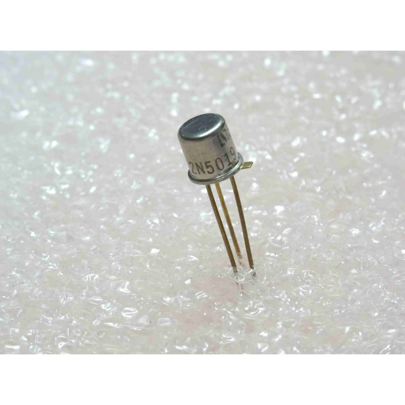 transistor 2N 5019 ~ 2N5019 P-channel JFET switch ~ Ugss 30V , Idss -5mA , toff 125ns , ton 90ns ~ boîtier TO-18, pattes dorées