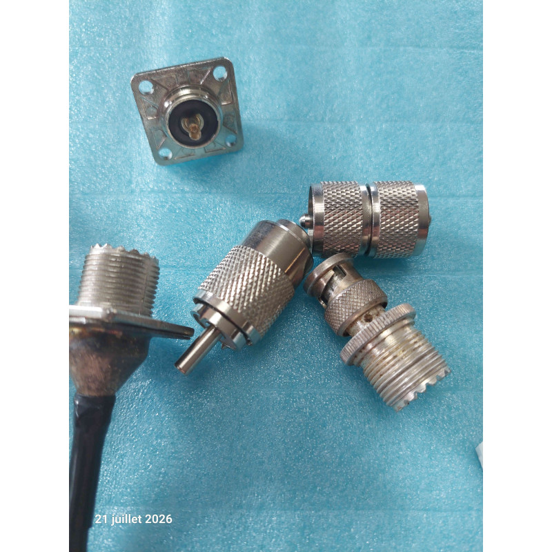 Lot de 9p Cordons et Connecteurs UHF PL259 Mâle Femelle Té Prolongateur