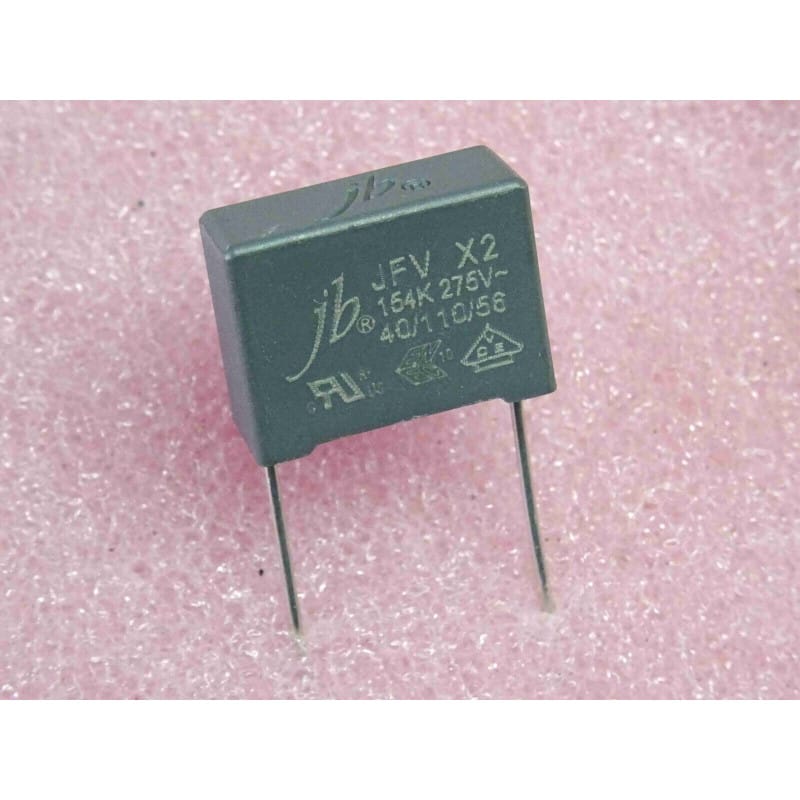 Lot x2: condensateur MKP X2, 275v 150nF 0.15µF 154K ~ 13.5x8x17.5mm , entraxe 15.24mm